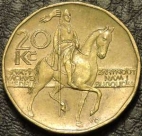 20 крон 1993 Чехия. F-XF. На фото образец.