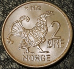2 эре 1972 Норвегия. UNC. На фото образец.