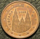 5 евроцентов 2005 Испания. F-XF. На фото образец.
