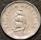 5 песо 1963 Аргентина. Корабль. VF-XF. На фото образец.