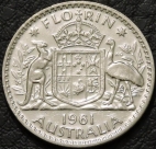 2 шиллинга (флорин) 1961 Австралия. Серебро. Монета продается в единственном экземпляре, изображенном на фото.