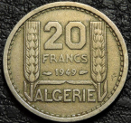 20 франков 1949 Алжир. Монета продается в единственном экземпляре, изображенном на фото.