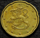 20 евроцентов 2001 Финляндия. VF-XF. На фото образец.