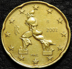 20 евроцентов 2002 Италия. VF-XF. На фото образец.