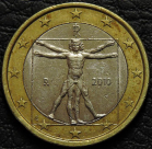 1 евро 2010 Италия. Монета продается в единственном экземпляре, изображенном на фото.