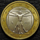 1 евро 2011 Италия. Монета продается в единственном экземпляре, изображенном на фото.