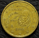 10 евроцентов 2002 Испания. Монета продается в единственном экземпляре, изображенном на фото.