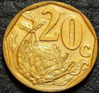 20 центов 2012 ЮАР. Монета продается в единственном экземпляре, изображенном на фото.