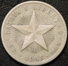 20 сентаво 1948 Куба. Серебро. Монета продается в единственном экземпляре, изображенном на фото.