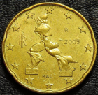 20 евроцентов 2009 Италия. Монета продается в единственном экземпляре, изображенном на фото.