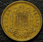 1 песета 1966 (случайный год с 67 по 75) Испания. VF-XF (состояние монет от хорошего до отличного). На фото образец.