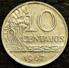 10 сентаво 1967 Бразилия. Монета продается в единственном экземпляре, изображенном на фото.