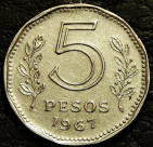 5 песо 1967 Аргентина. Корабль. Монета продается в единственном экземпляре, изображенном на фото.