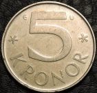 5 крон 1984 Швеция. Монета продается в единственном экземпляре, изображенном на фото.