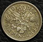 6 пенсов 1956 Великобритания. Монета продается в единственном экземпляре, изображенном на фото.