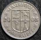 1 рупия 2008 Маврикий. F-XF. На фото образец.