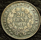 20 сантимов 1851 Франция. Серебро. Монета продается в единственном экземпляре, изображенном на фото.