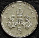 5 пенсов 1991 Великобритания. Монета продается в единственном экземпляре, изображенном на фото.