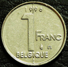 1 франк 1996 Бельгия 'BELGIQUE'. Монета продается в единственном экземпляре, изображенном на фото.