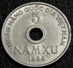 5 су 1958 Северный Вьетнам №1. Монета продается в единственном экземпляре, изображенном на фото.