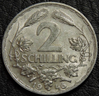 2 шиллинга 1946 Австрия. Монета продается в единственном экземпляре, изображенном на фото.