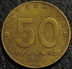 50 пфеннигов 1950 Германия ГДР. F-XF. На фото образец.
