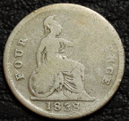 4 пенса 1838 Великобритания. Серебро. Монета продается в единственном экземпляре, изображенном на фото.