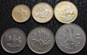 6 монет Лесото 2010-2023 Набор. UNC. На фото образец.