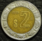 2 песо 2009 Мексика. Монета продается в единственном экземпляре, изображенном на фото.