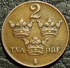 2 эре 1939 Швеция. Монета продается в единственном экземпляре, изображенном на фото.