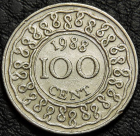 100 центов 1988 Суринам. Монета продается в единственном экземпляре, изображенном на фото.
