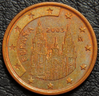 5 евроцентов 2003 Испания. Монета продается в единственном экземпляре, изображенном на фото.