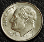 10 центов 2003 P США. Монета продается в единственном экземпляре, изображенном на фото.