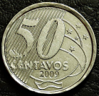 50 сентаво 2009 Бразилия. Монета продается в единственном экземпляре, изображенном на фото.