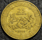 25 франков 2006 Центральная Африка. Монета продается в единственном экземпляре, изображенном на фото.
