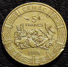 5 франков 2006 Центральная Африка. Уценка. Монета продается в единственном экземпляре, изображенном на фото.