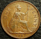 1 пенни 1967 Великобритания. VF-XF (состояние монет от хорошего до отличного). На фото образец.