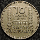10 франков 1948 Франция. Без буквы. Монета продается в единственном экземпляре, изображенном на фото.