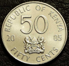 50 центов 2005 Кения. Монета продается в единственном экземпляре, изображенном на фото.