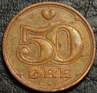 50 эре 1994 Дания. Монета продается в единственном экземпляре, изображенном на фото.