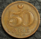 50 эре 1996 Дания. F-XF. На фото образец.