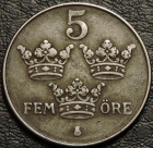 5 эре 1943 Швеция. F-VF. На фото образец.