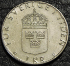 1 крона 1977 Швеция. Монета продается в единственном экземпляре, изображенном на фото.