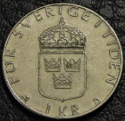 1 крона 1988 Швеция. Монета продается в единственном экземпляре, изображенном на фото.