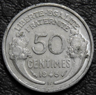 50 сантимов 1945 B Франция. Монета продается в единственном экземпляре, изображенном на фото.
