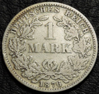 1 марка 1876 F Германия. Серебро. Монета продается в единственном экземпляре, изображенном на фото.