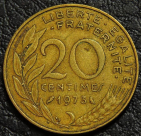 20 сантимов 1973 Франция. Монета продается в единственном экземпляре, изображенном на фото.
