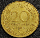 20 сантимов 1985 Франция. Монета продается в единственном экземпляре, изображенном на фото.