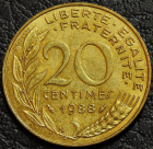 20 сантимов 1988 Франция. Монета продается в единственном экземпляре, изображенном на фото.
