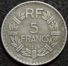 5 франков 1949 Франция. Без буквы. Монета продается в единственном экземпляре, изображенном на фото.